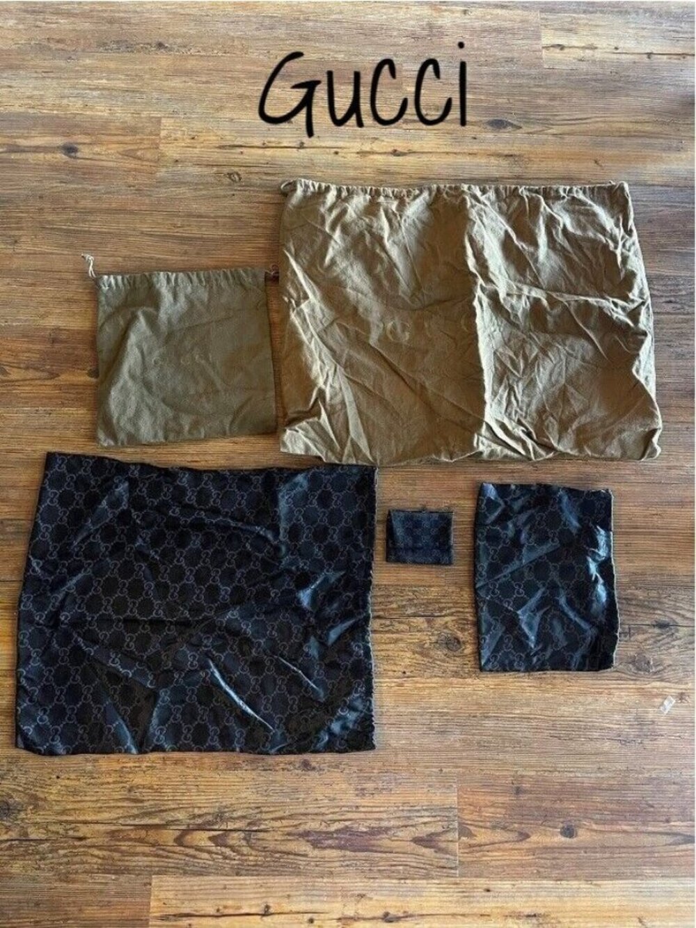 Authentic Gucci Brown Silk Satin Drawstring Dust Bag for Purse - Lot 5